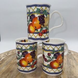 The Henley Collection England Fruit Mugs Bone China Set Of 3 2013 majolica grape